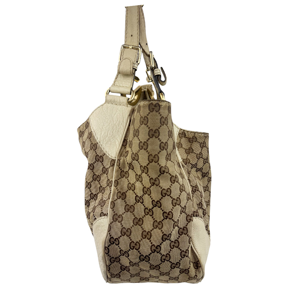 GUCCI GG Supreme Charlotte Beige Canvas Shoulder Bag LHQ806