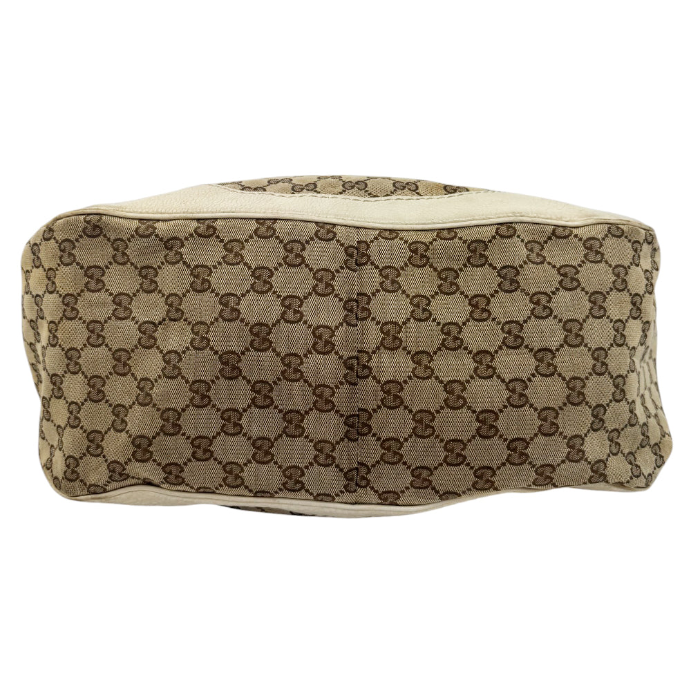 GUCCI GG Supreme Charlotte Beige Canvas Shoulder Bag LHQ806