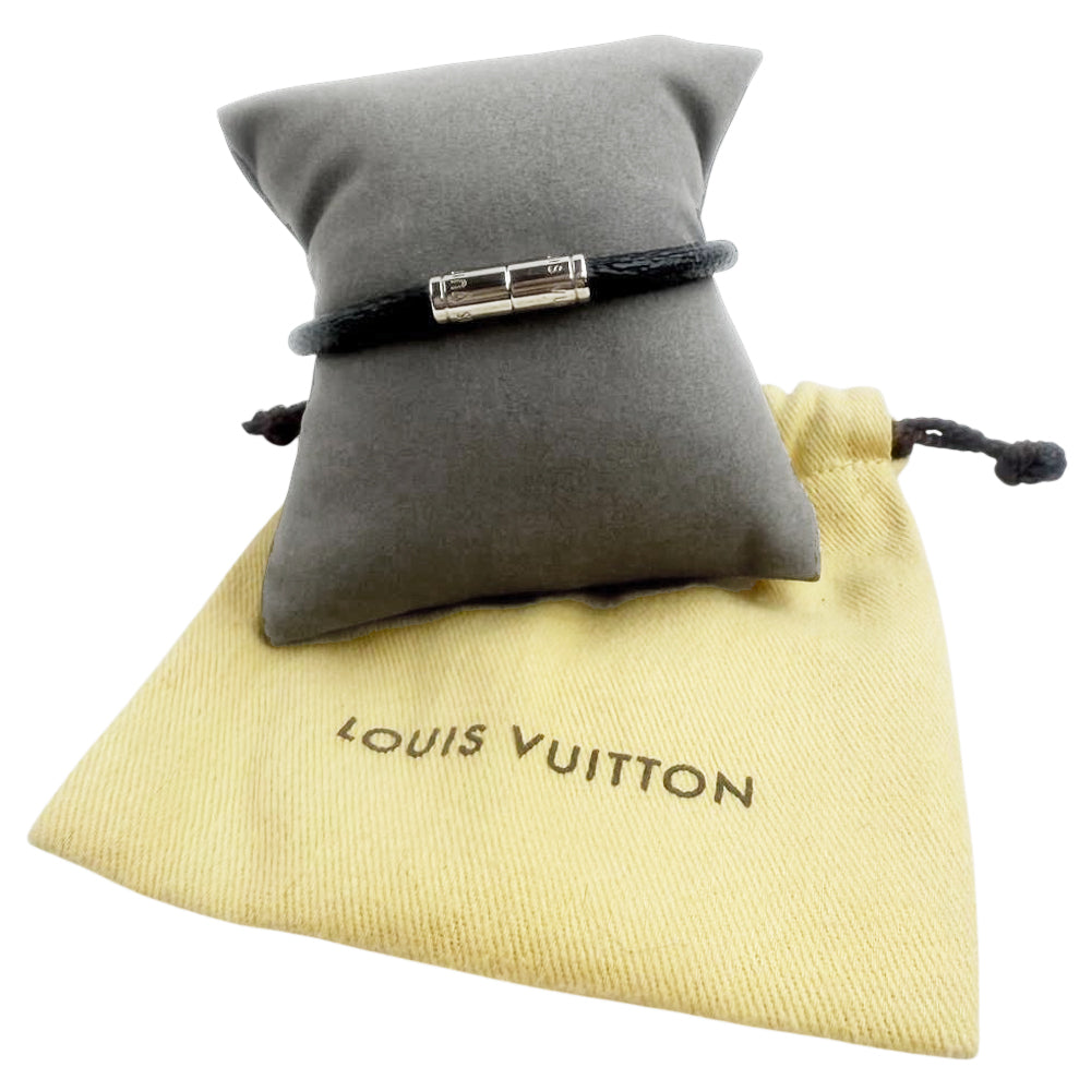 LOUIS VUITTON Damier Graphite Silver LV Keep It Bracelet LHQ809
