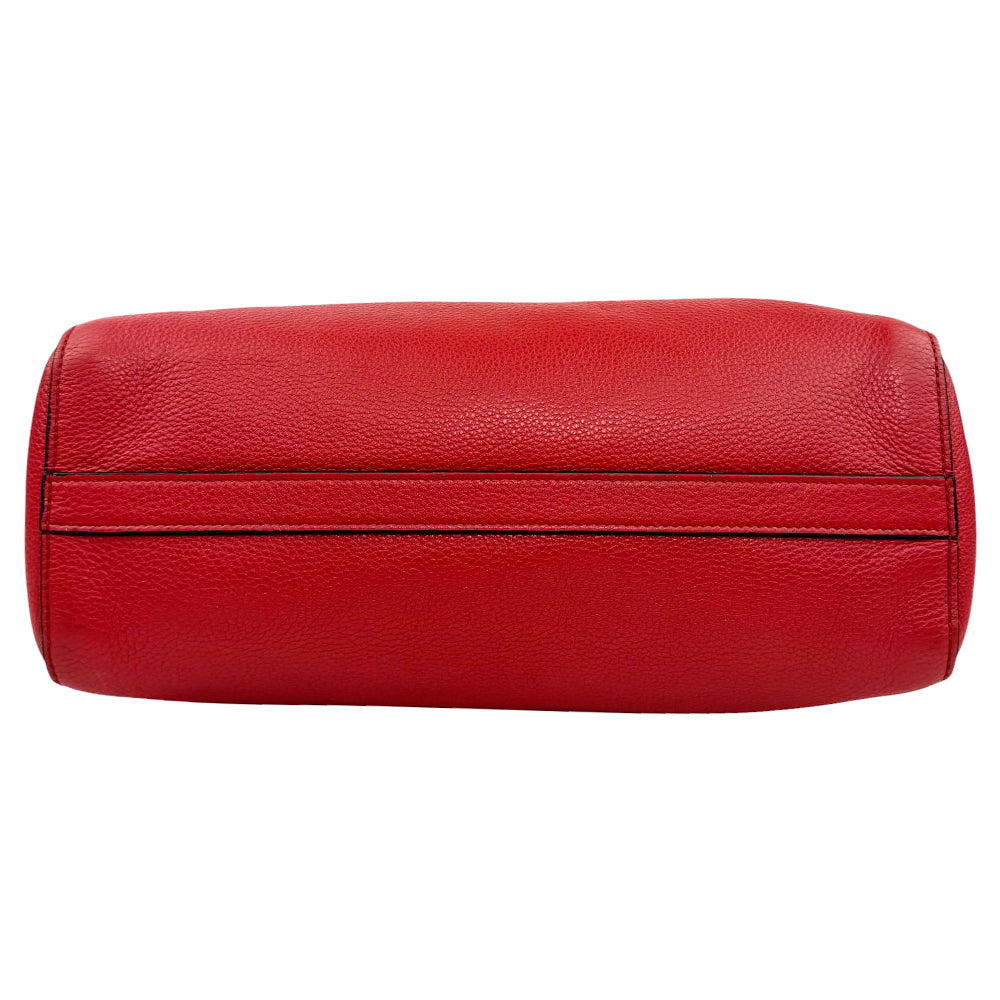 PRADA Vitello Red Leather Tote Bag LHQ810