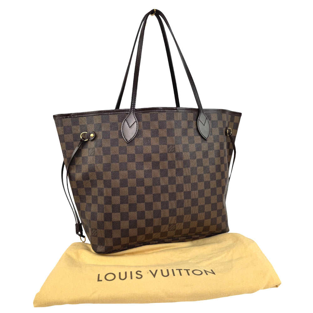LOUIS VUITTON Neverfull MM Damier Ebene Tote Shoulder Bag LHQ819