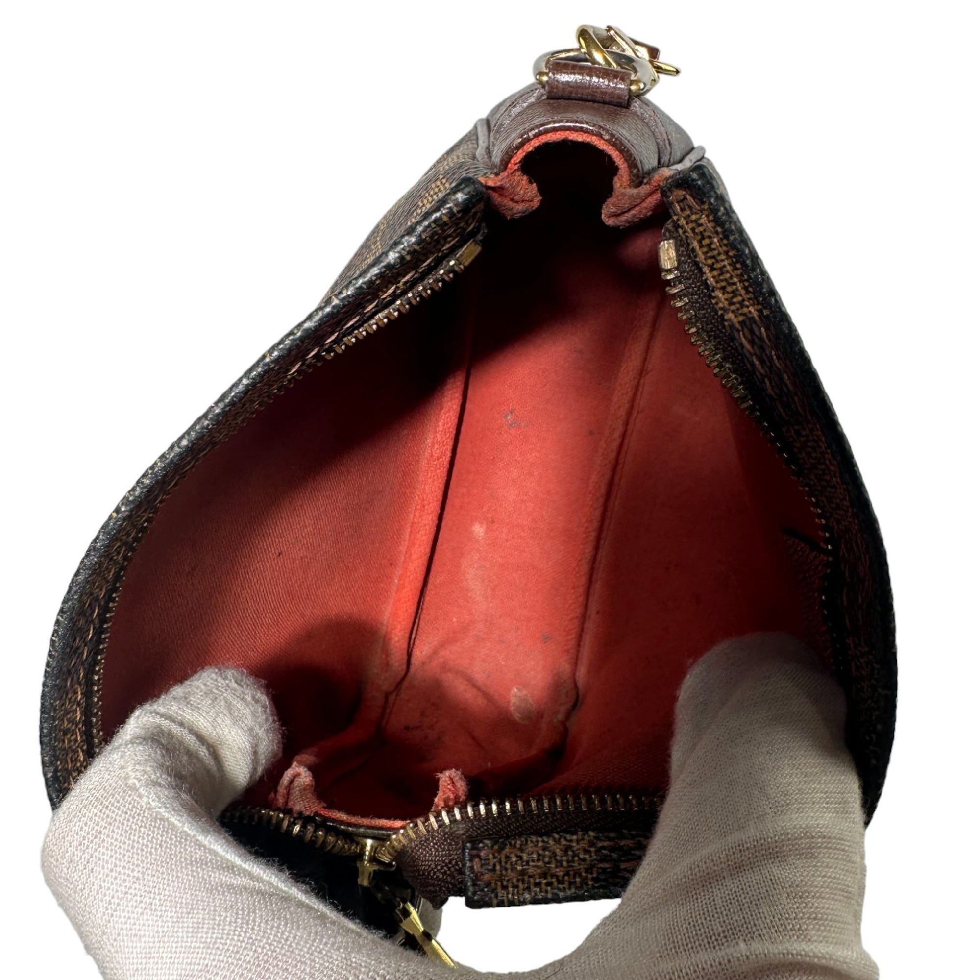 LOUIS VUITTON Trousse Mini Pochette Damier Ebene Bag LHQ82