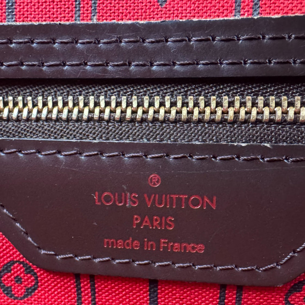 LOUIS VUITTON Neverfull MM Damier Ebene Shoulder Tote Bag LHQ833