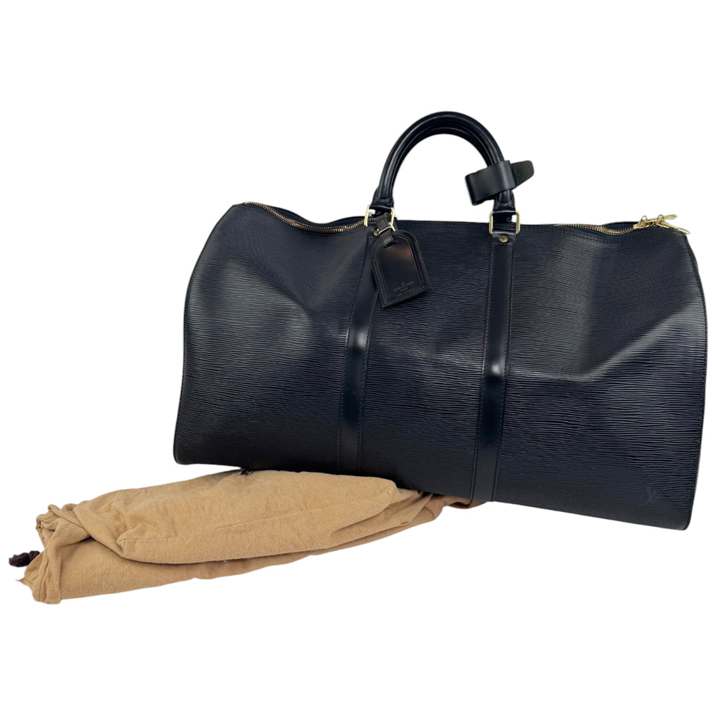 LOUIS VUITTON Keepall 50 Black Epi Noir Bag LHQ835