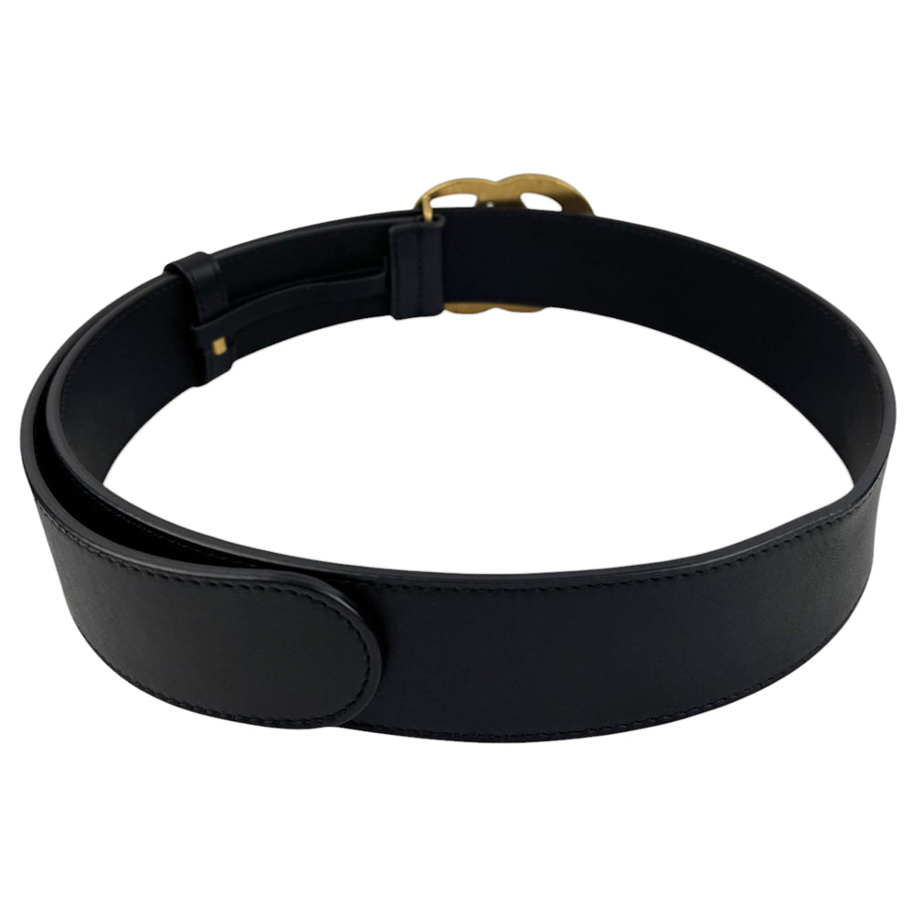 GUCCI Black Leather Gold Buckle Belt Size 80cm/32" LHQ843