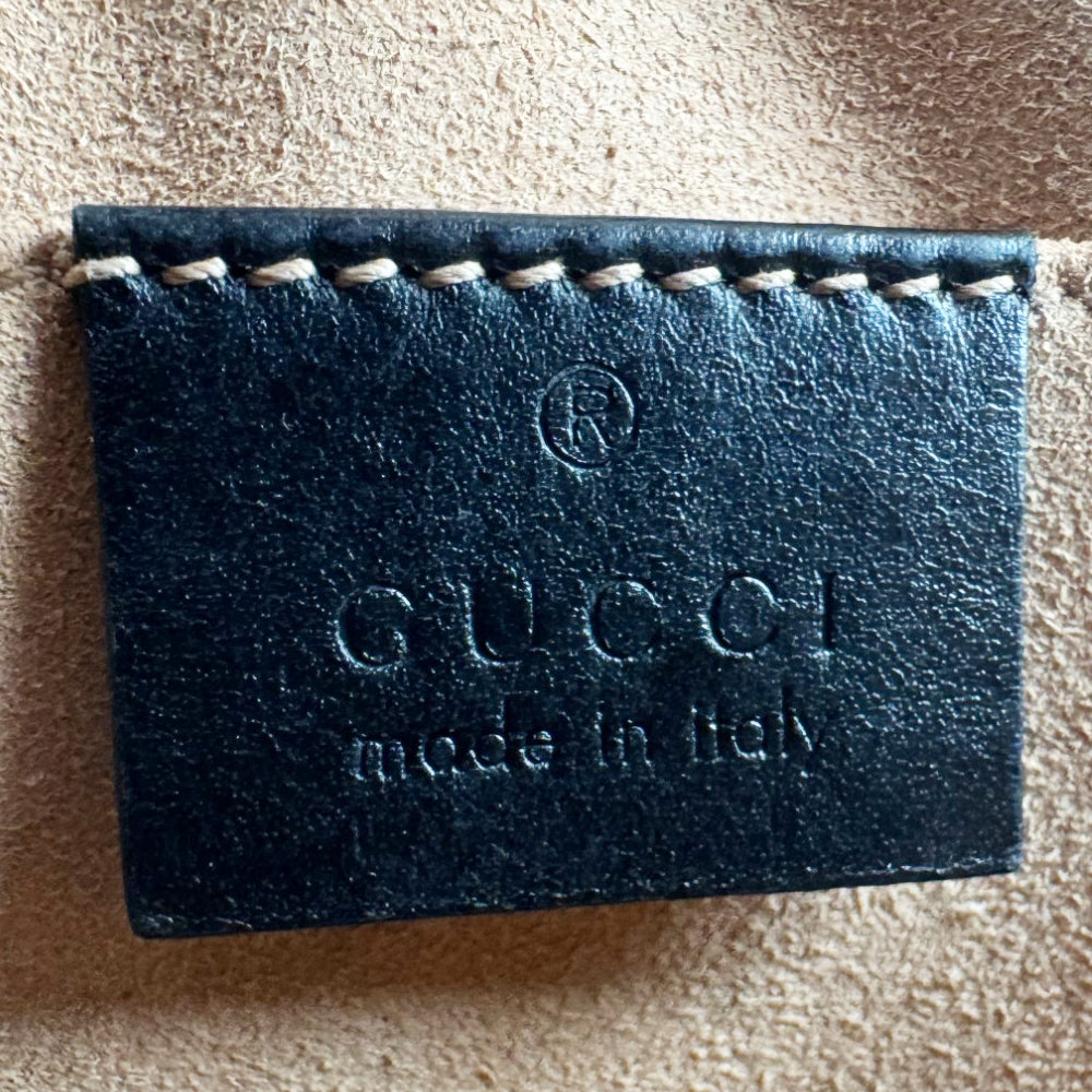 GUCCI GG Black Leather Marmont Chain Shoulder Bag LHQ844