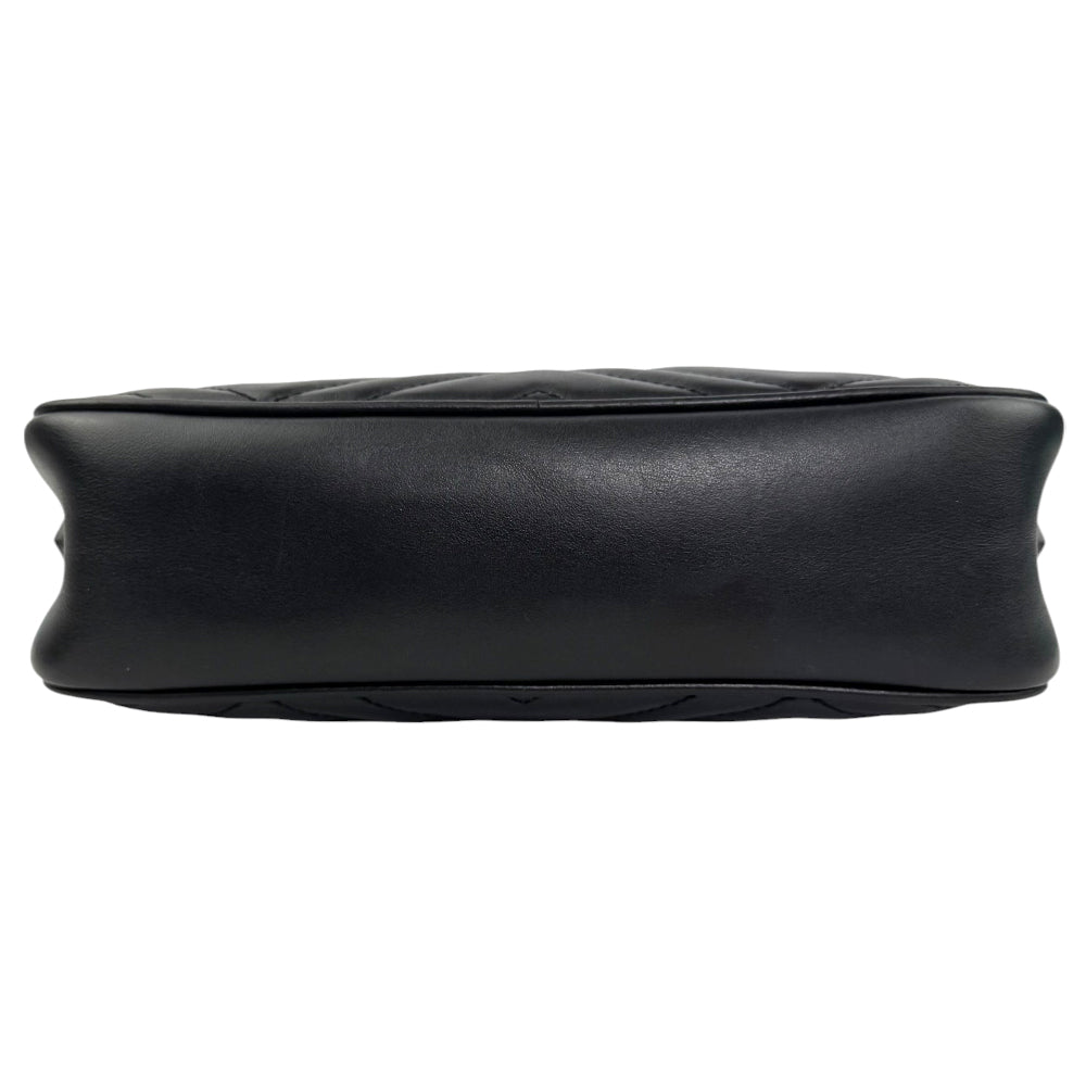 GUCCI GG Black Leather Marmont Chain Shoulder Bag LHQ844