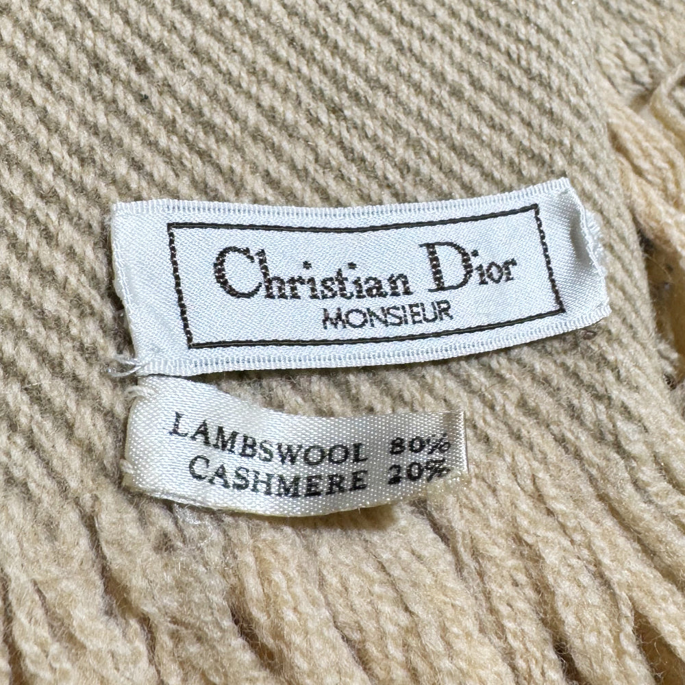 CHRISTIAN DIOR Brown Lambs Wool & Cashmere Scarf LHQ850