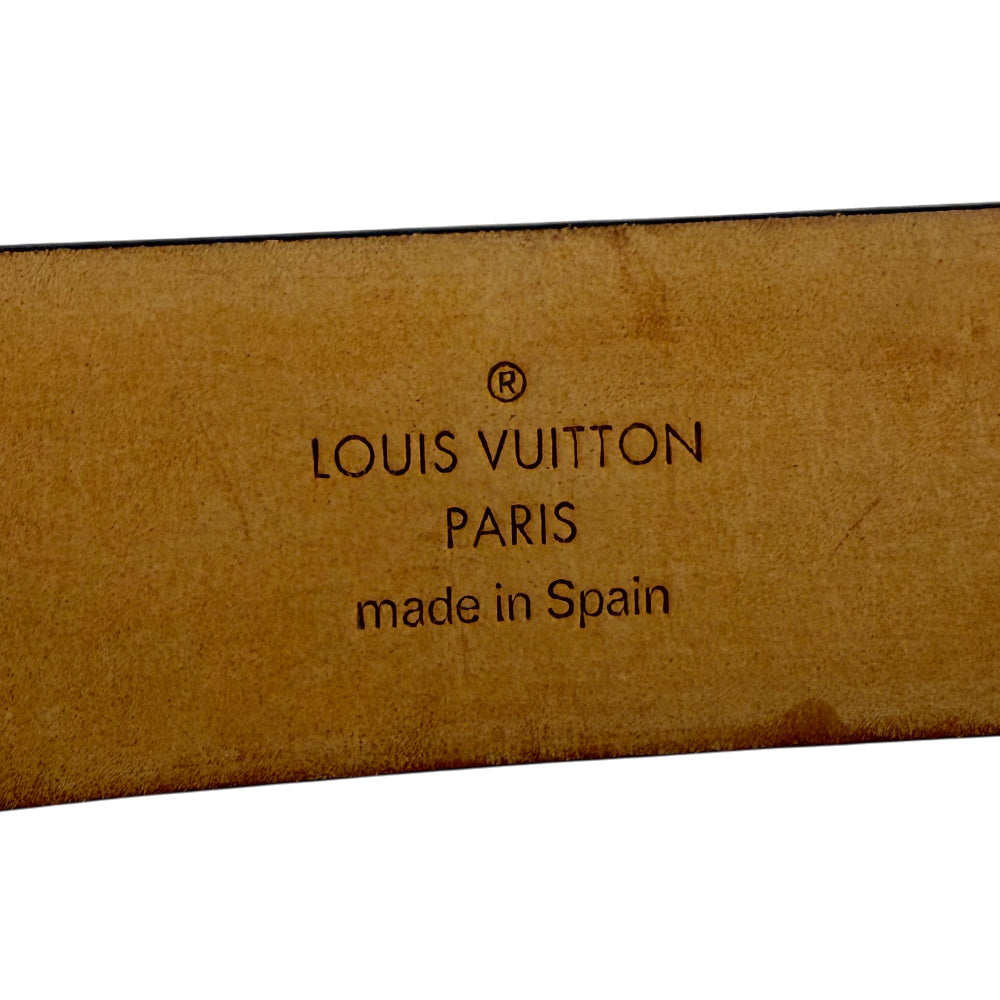 LOUIS VUITTON Monogram Santur Gold Buckle Belt Size 36" LHQ851