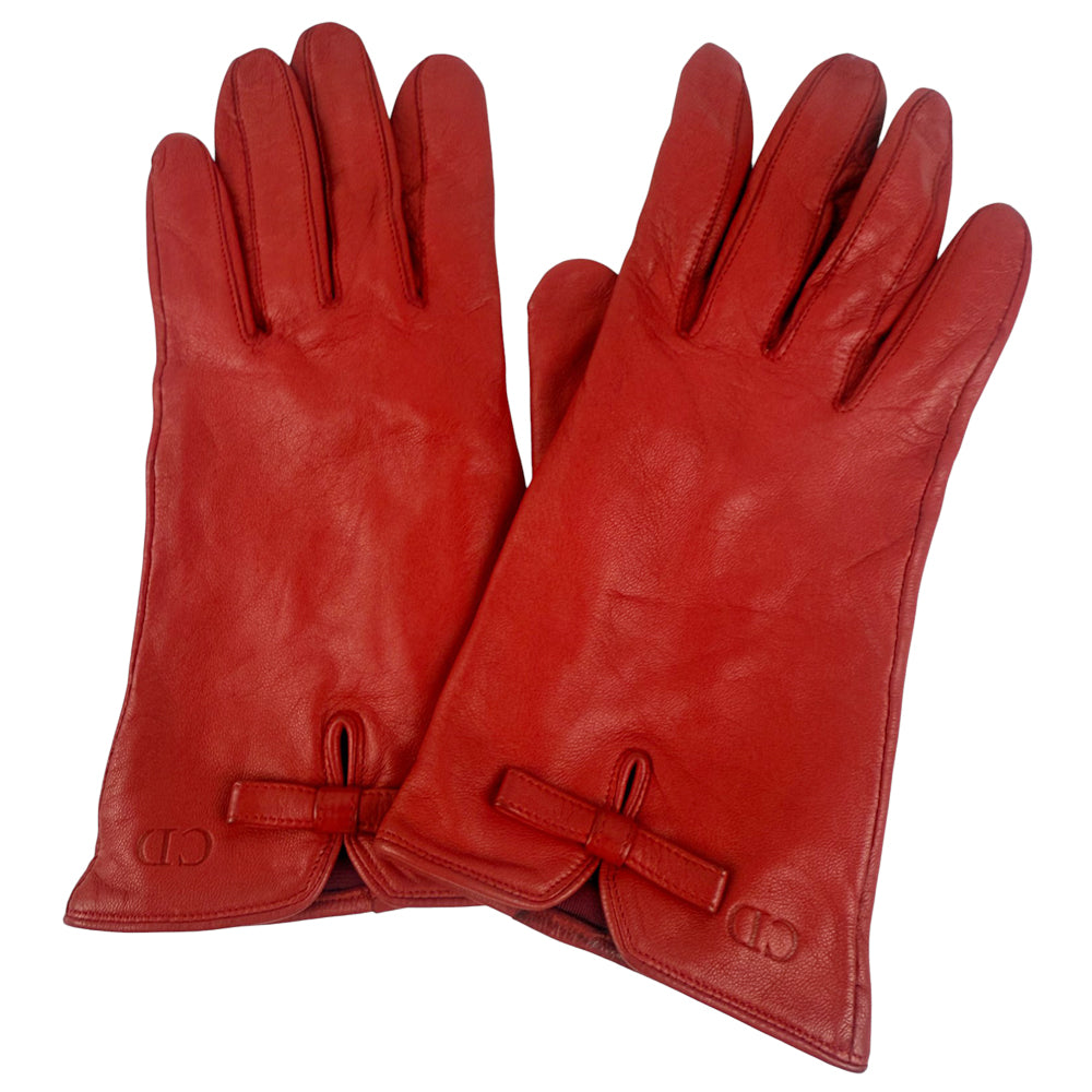 CHRISTIAN DIOR Ladies Fuschia Pink Leather Gloves Size 20 LHQ859