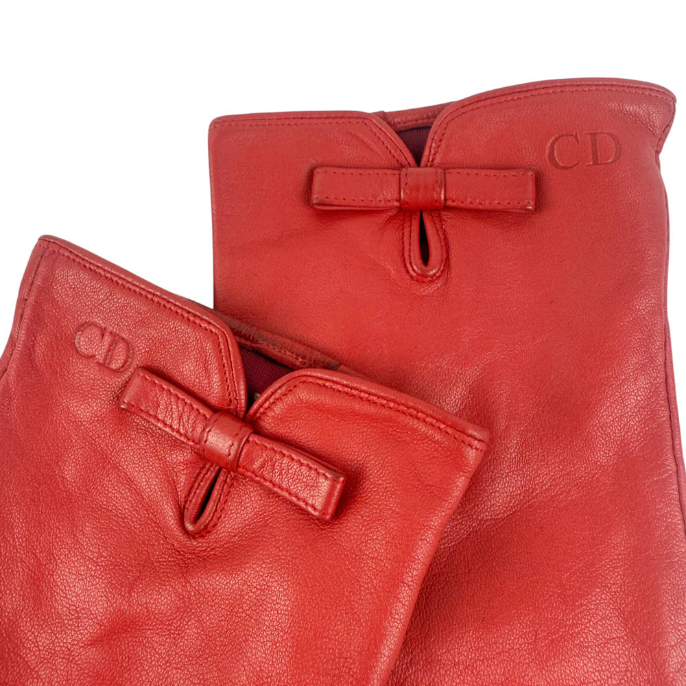 CHRISTIAN DIOR Ladies Fuschia Pink Leather Gloves Size 20 LHQ859