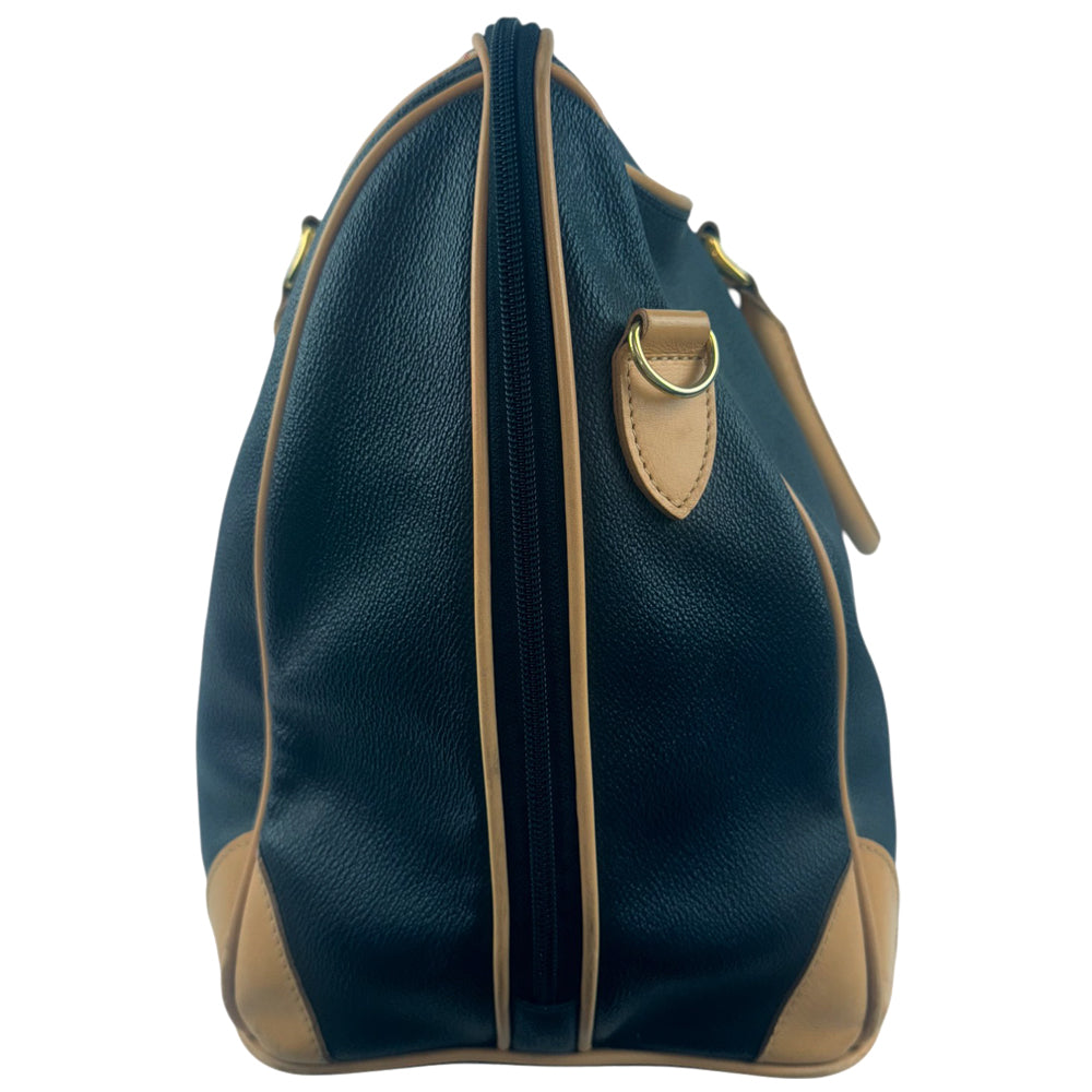BURBERRY Nova Check Black Leather Boston Bag LHQ867