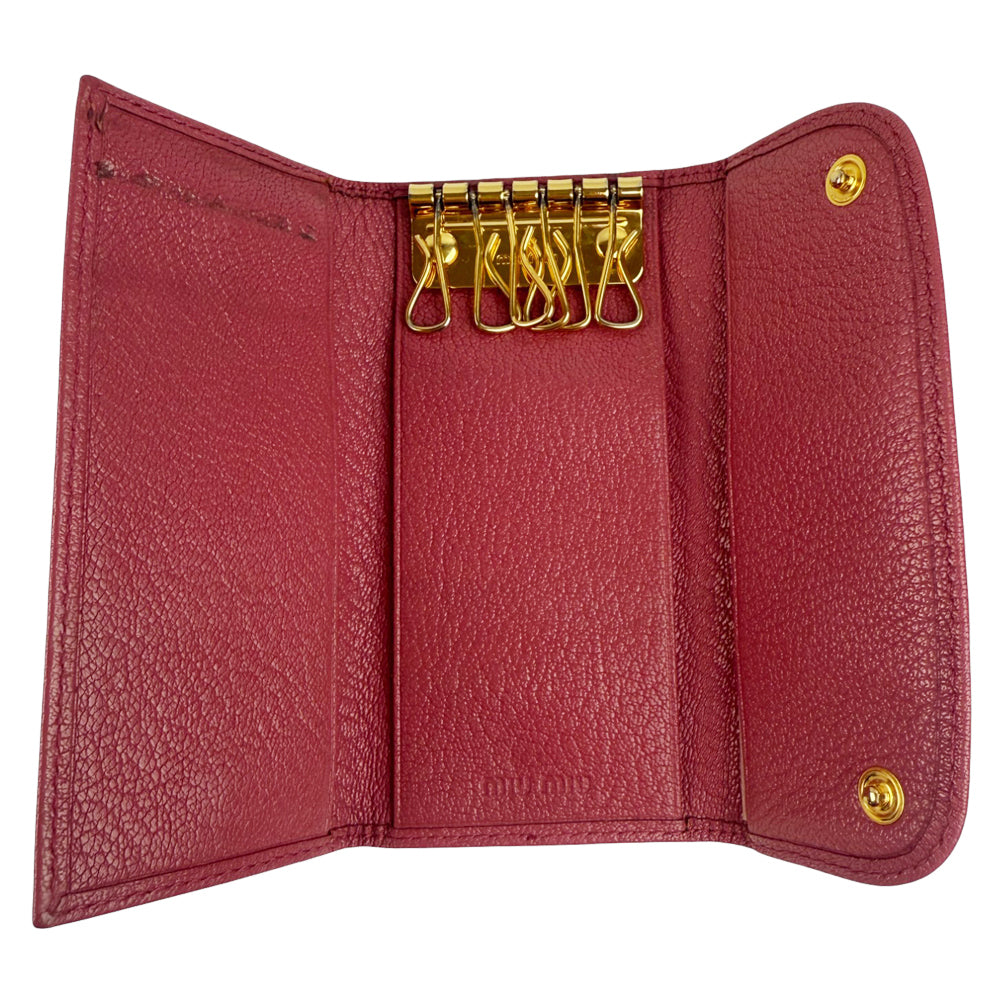 MIU MIU 6 Point Pink Leather Key Holder Case LHQ880