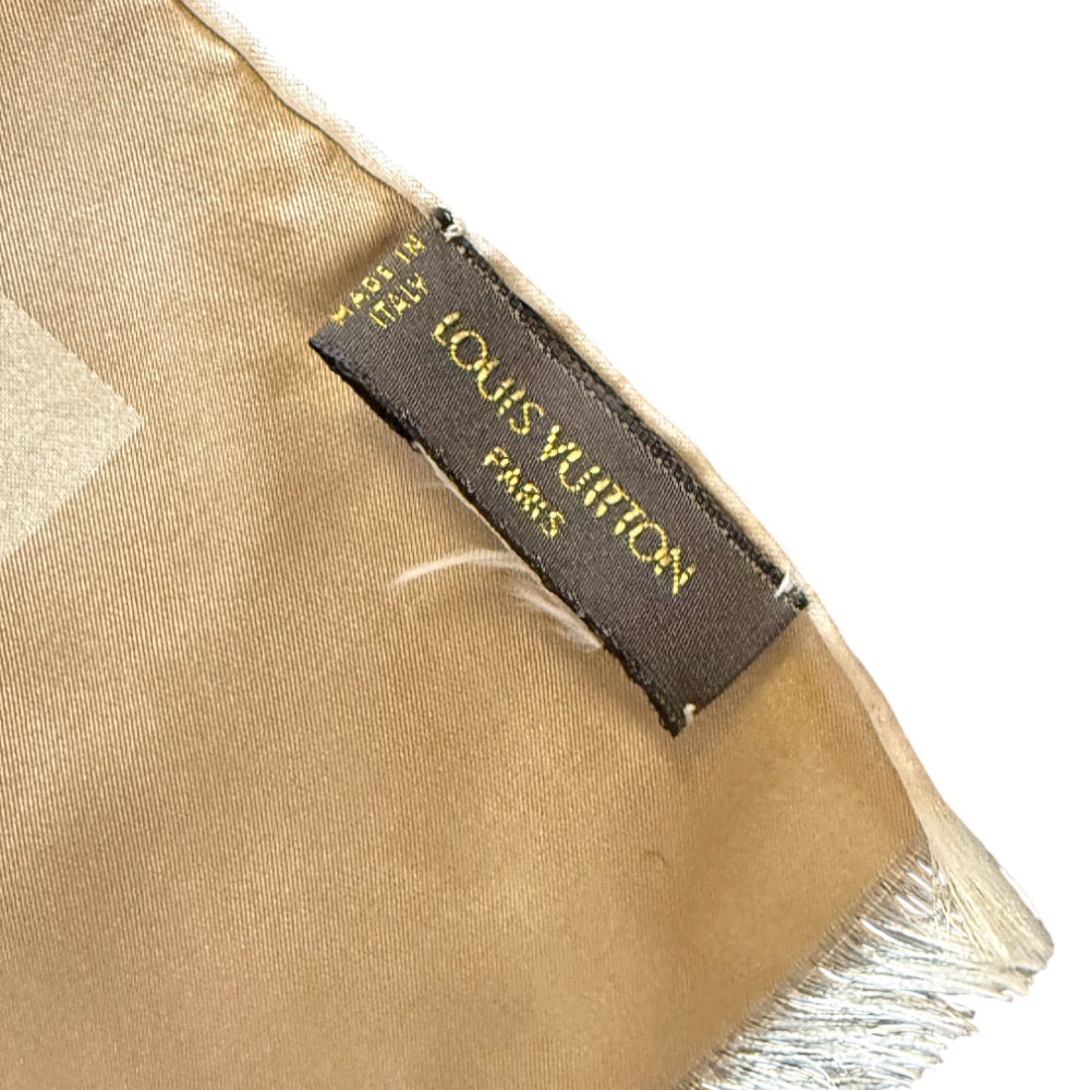 LOUIS VUITTON Cream Monogram Silk Scarf LHQ895