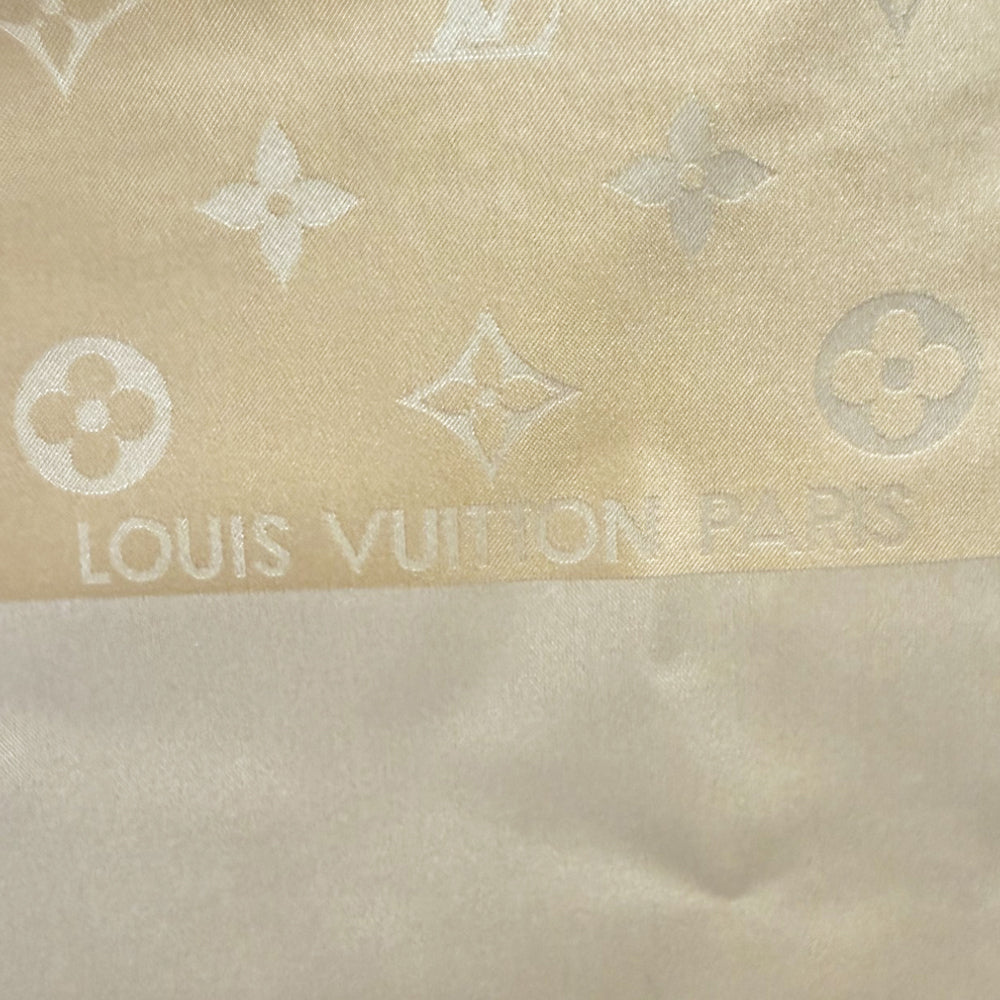LOUIS VUITTON Cream Monogram Silk Scarf LHQ895