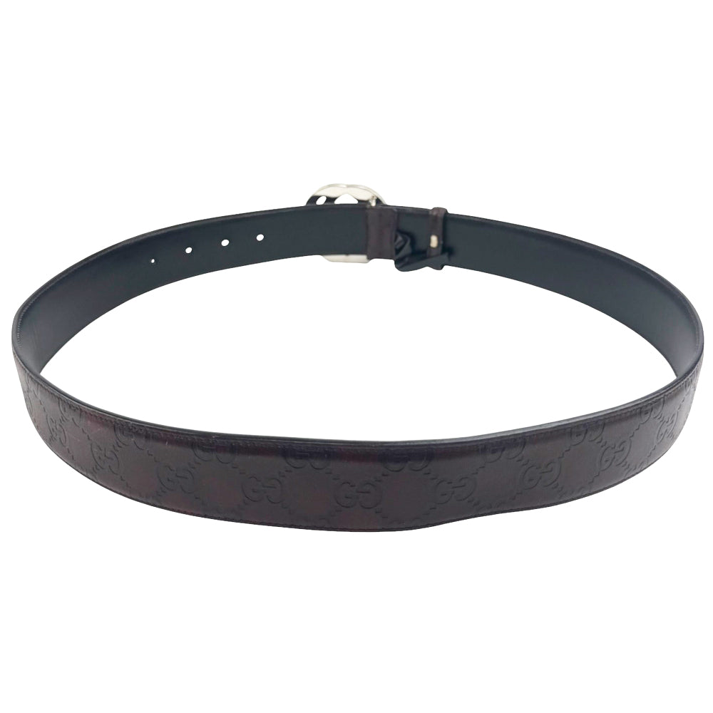 GUCCI GG Guccissima Brown Leather Belt Size 34" LHQ896