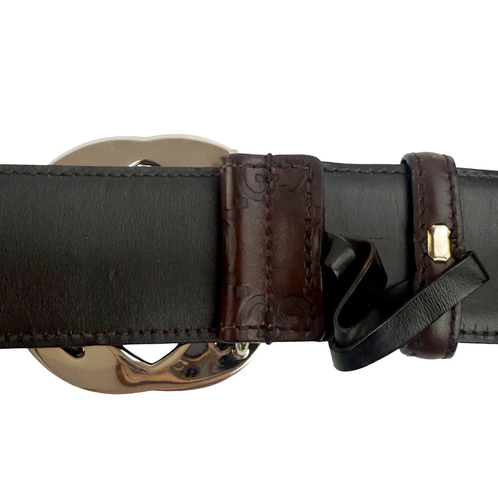 GUCCI GG Guccissima Brown Leather Belt Size 34" LHQ896