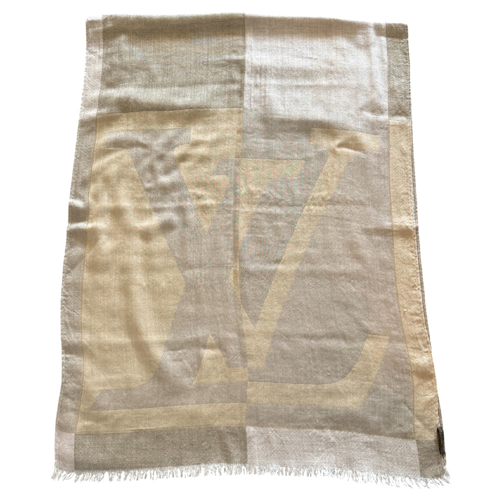 LOUIS VUITTON Beige LV Logo Scarf LHQ901