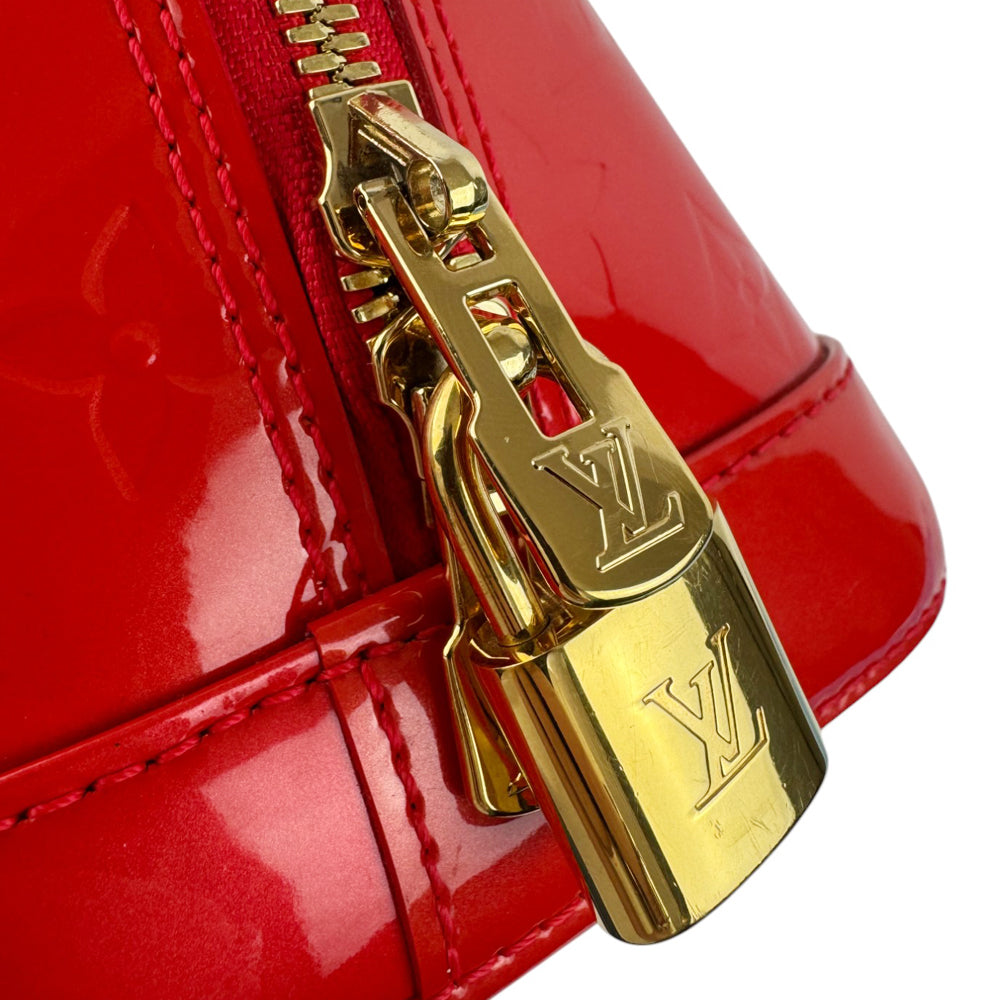 LOUIS VUITTON Vernis Red Patent Leather Alma PM Handbag LHQ904