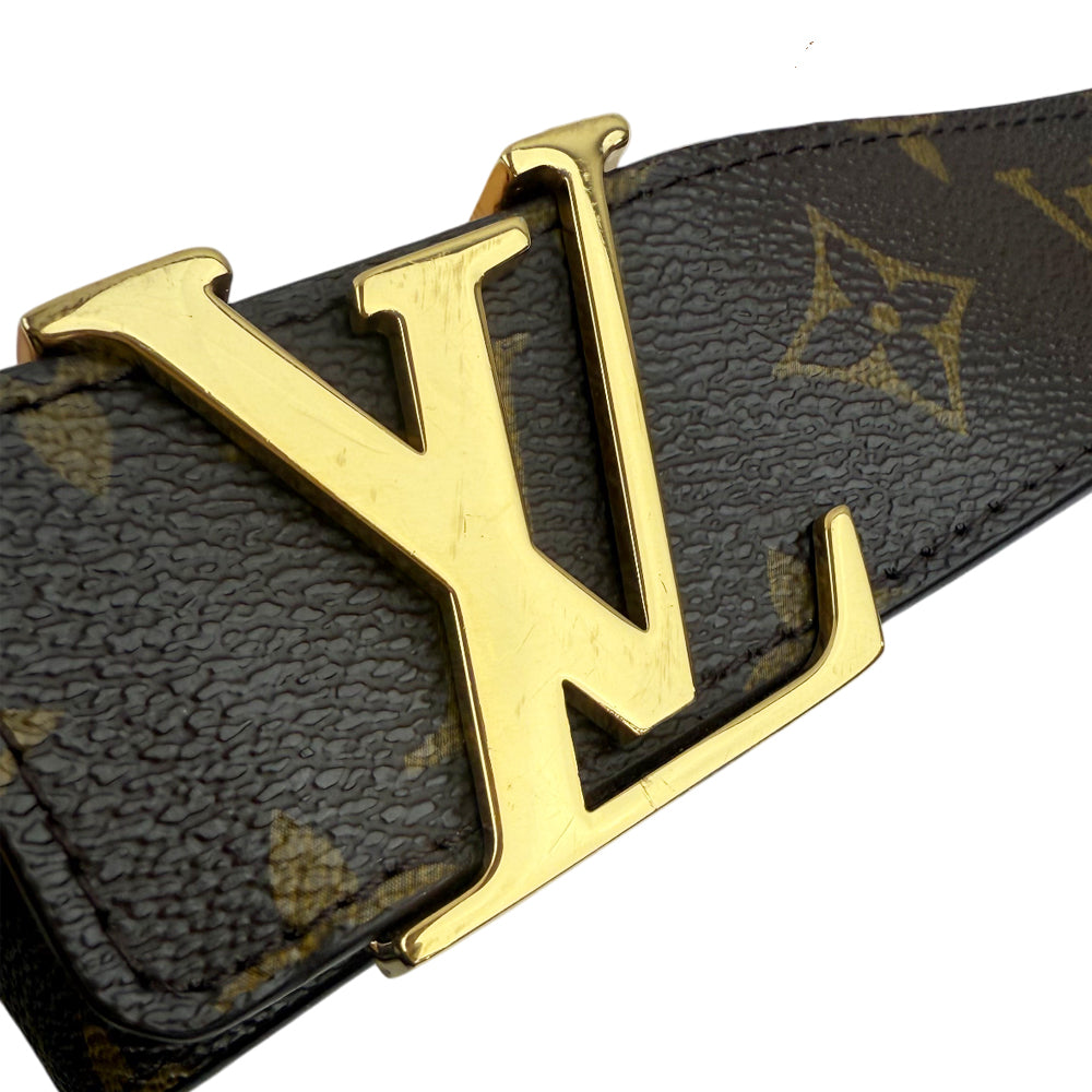 LOUIS VUITTON Monogram Santur LV Initials Leather Belt Size 34" LHQ928