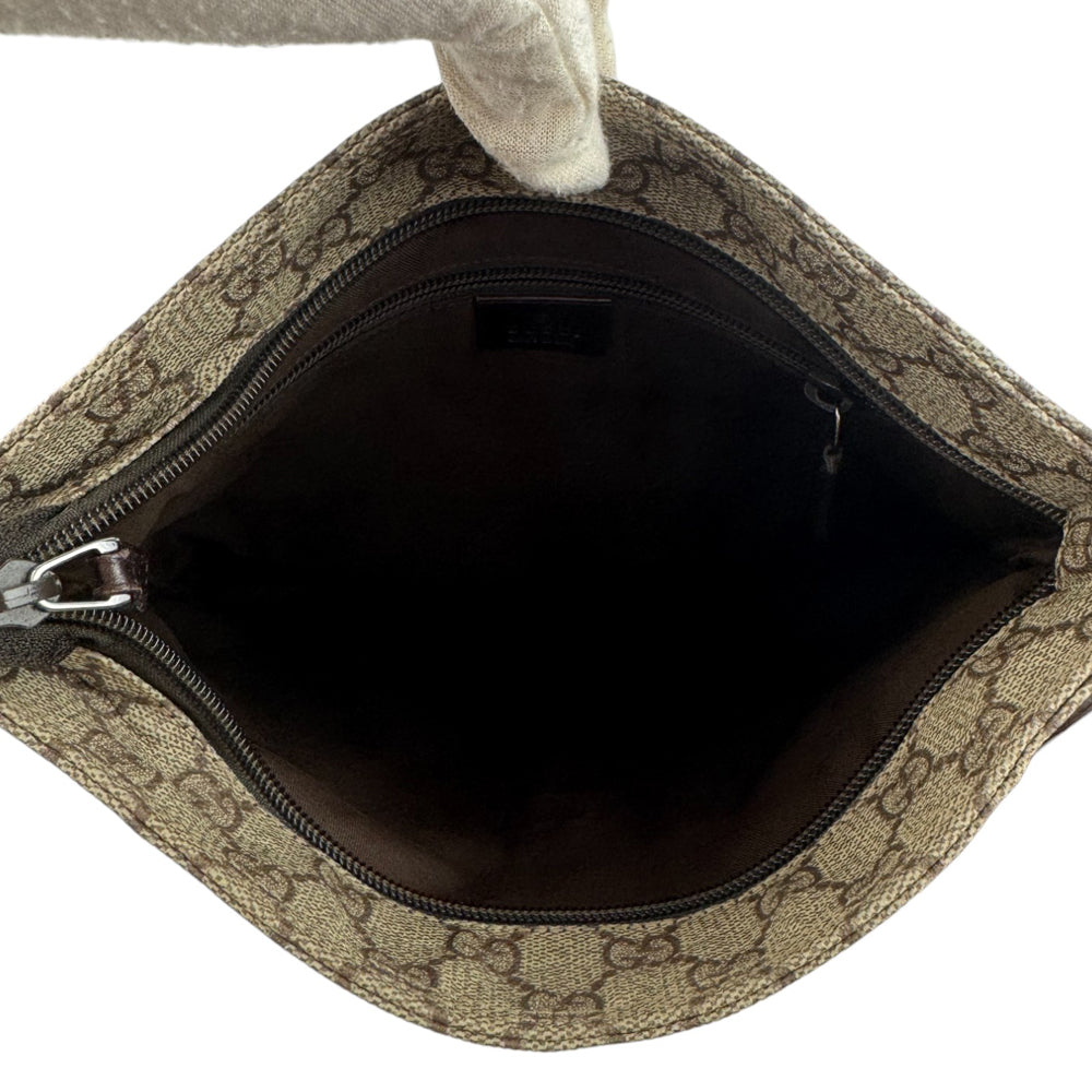 GUCCI GG Supreme Brown Canvas Crossbody Shoulder Bag LHQ950