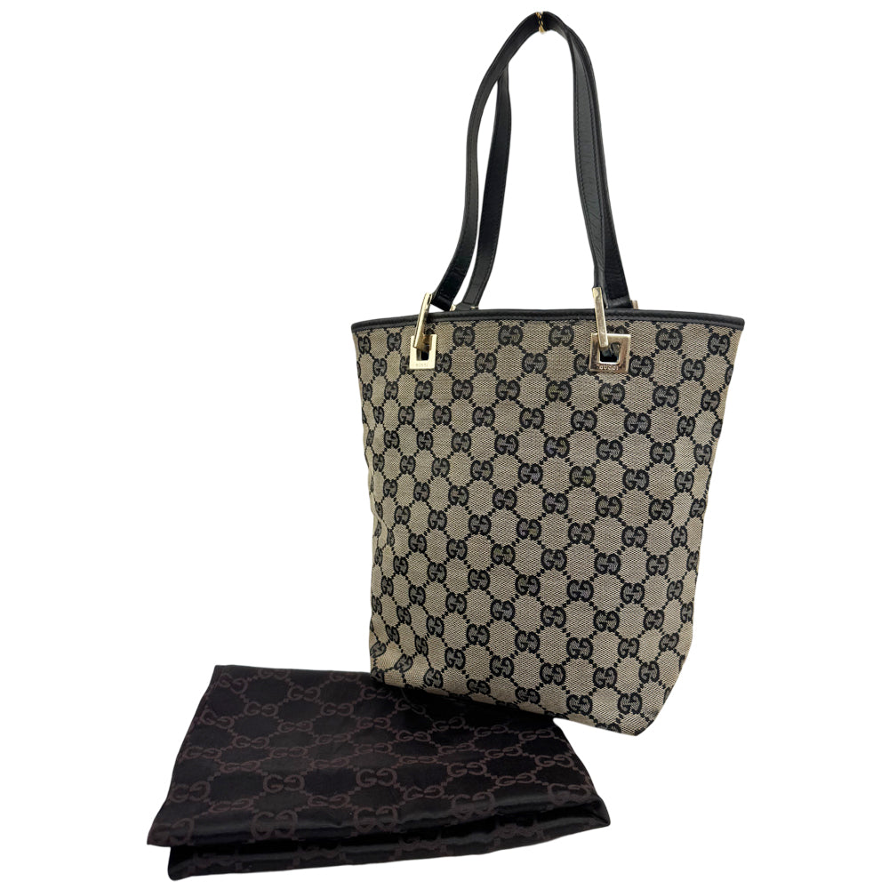 GUCCI GG Brown Canvas Tote Shoulder Bag LHQ962