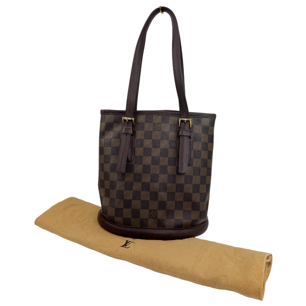 LOUIS VUITTON Damier Ebene Marais Bucket Shoulder Bag LHQ967