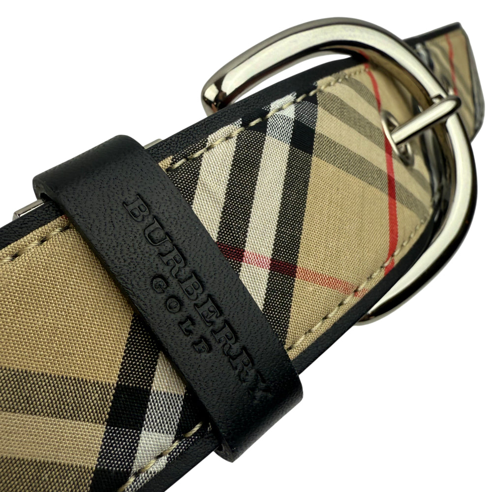 BURBERRY Canvas/Leather Nova Check Beige Belt Size 32 LHQ976