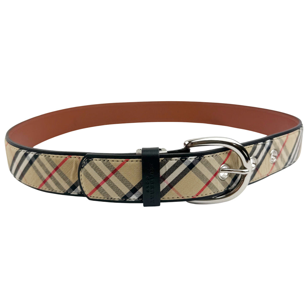 BURBERRY Canvas/Leather Nova Check Beige Belt Size 32 LHQ976