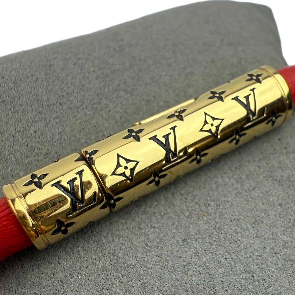 LOUIS VUITTON LV Confidential Red Leather Bracelet LHQ984