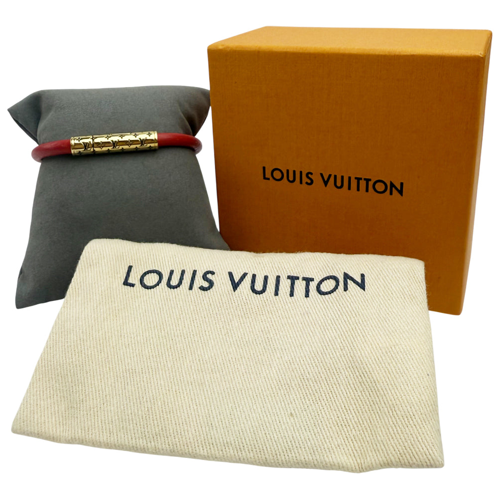 LOUIS VUITTON LV Confidential Red Leather Bracelet LHQ984