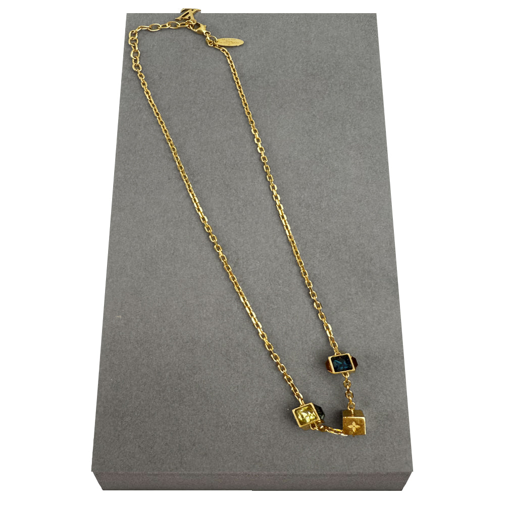 LOUIS VUITTON Gold Collier Gamble Necklace LHQ998