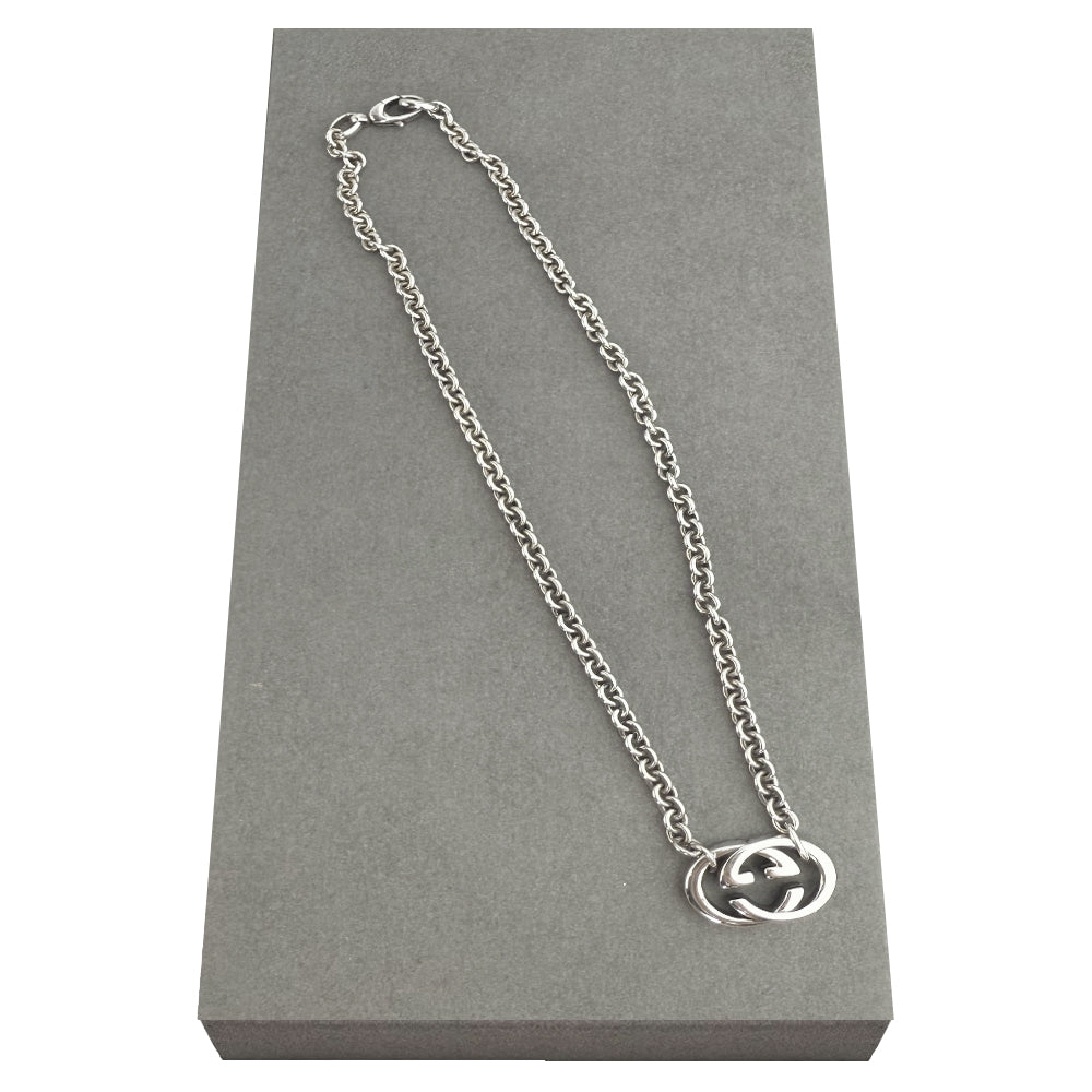 GUCCI Interlocking GG Silver Necklace LHQ994