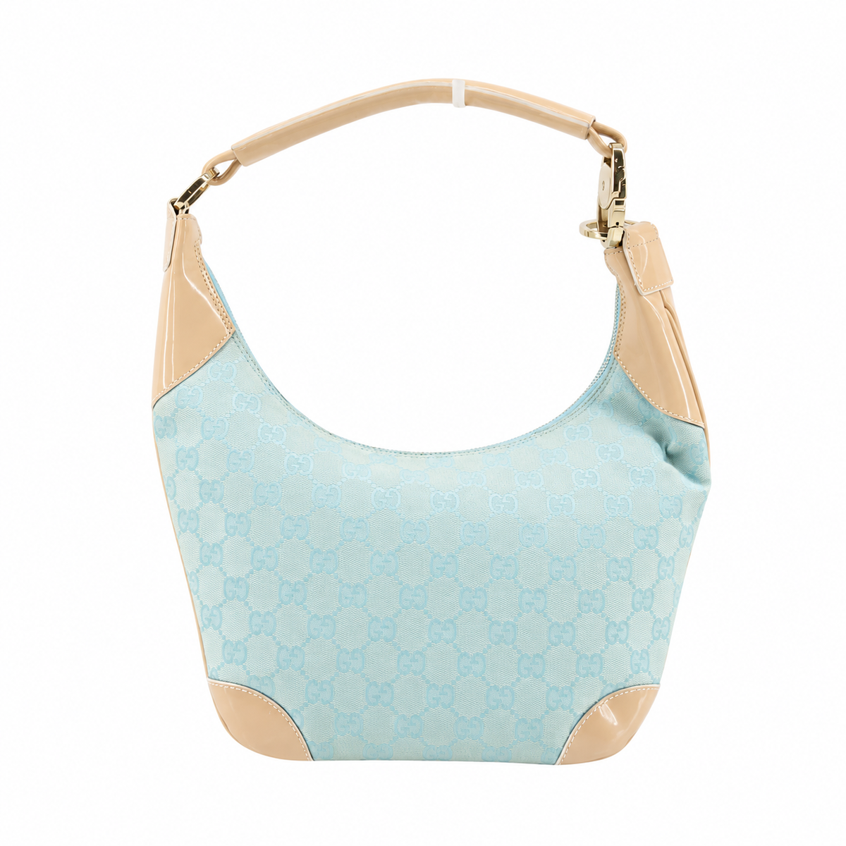 GUCCI GG Light Blue Canvas Hobo Shoulder Bag LHQ2423