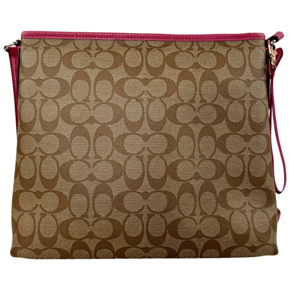 COACH Signature Brown/Pink Shoulder Crossbody Bag LHQ2008