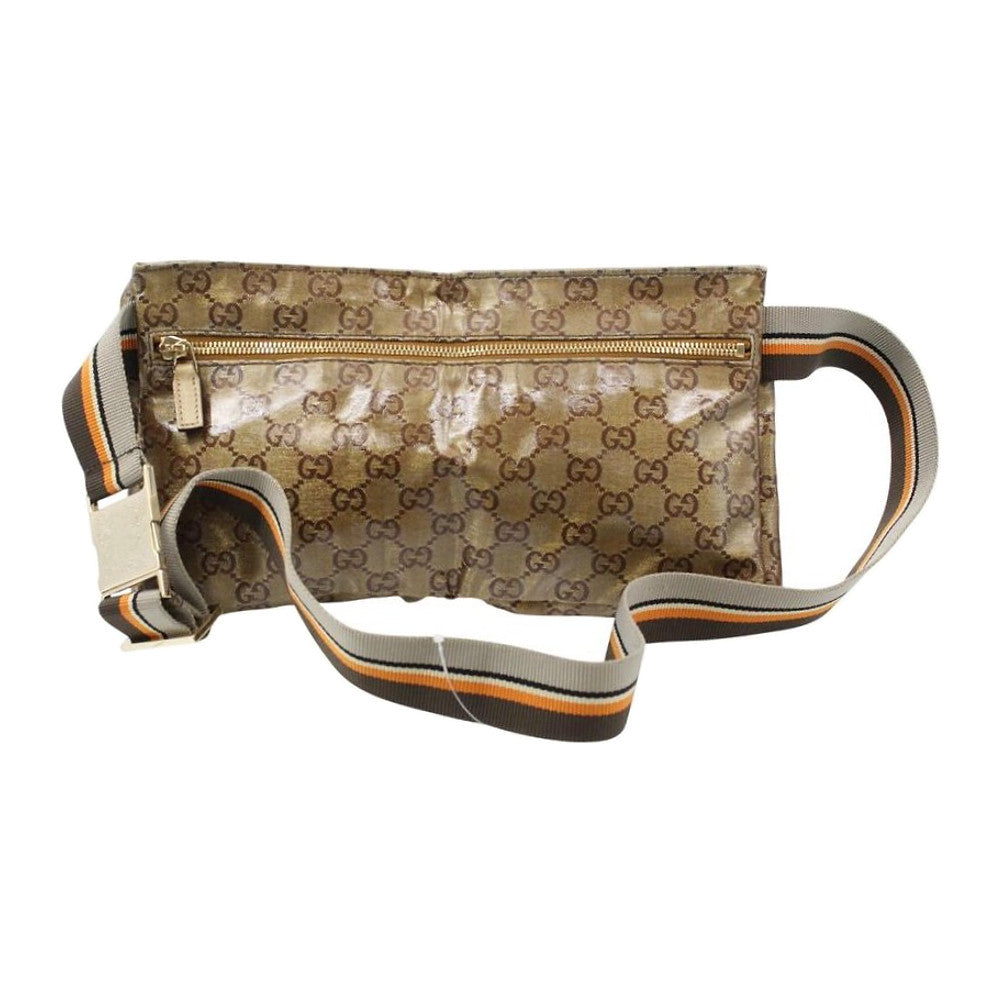 GUCCI GG Brown Crystal Canvas Crossbody Waist Bag LHQ2319