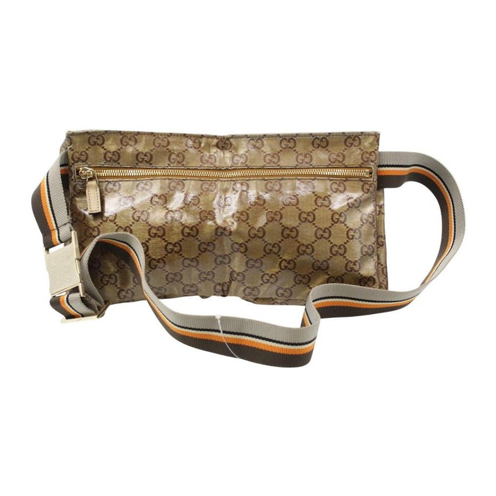 GUCCI GG Brown Crystal Canvas Crossbody Waist Bag LHQ2319