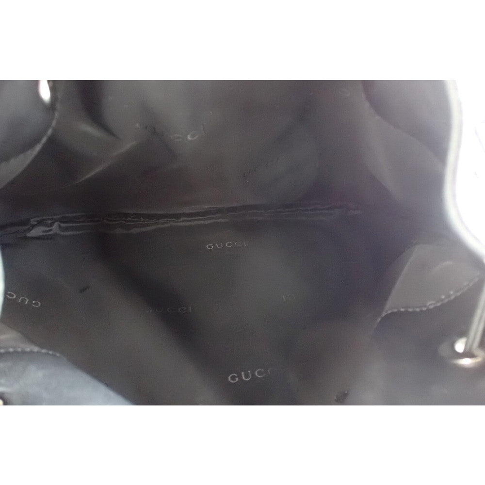 GUCCI Black Leather Bamboo Drawstring Shoulder Bag LHQ2386 - interior