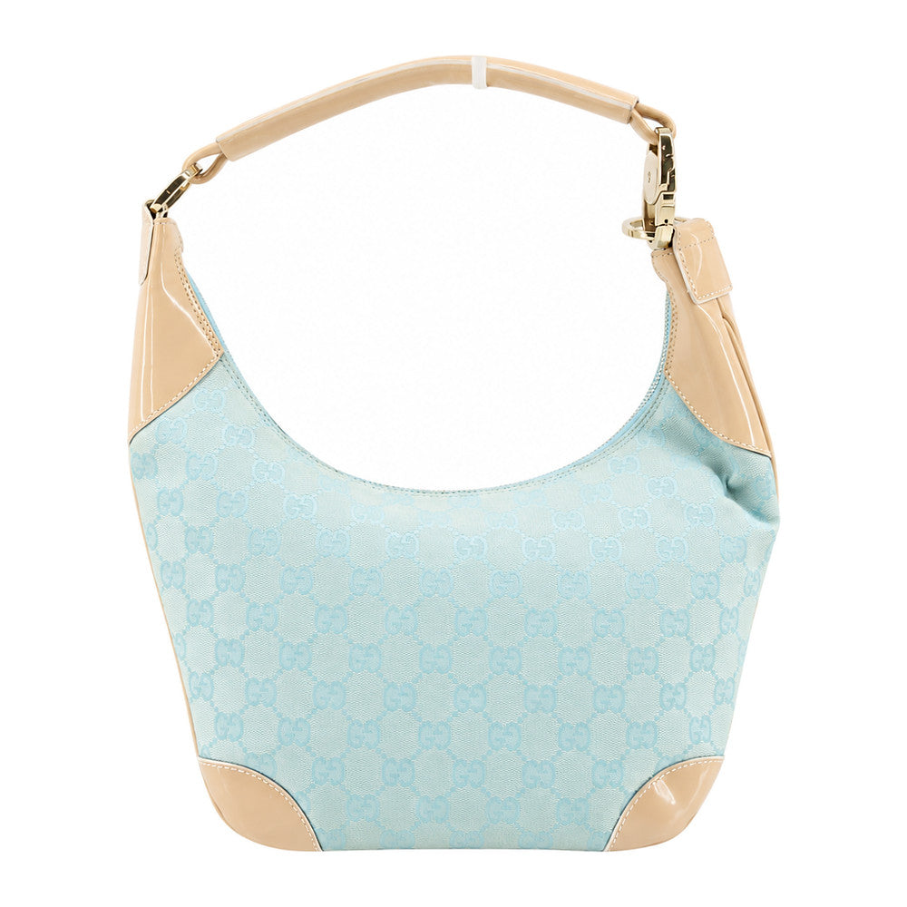 GUCCI GG Light Blue Canvas Hobo Shoulder Bag LHQ2423