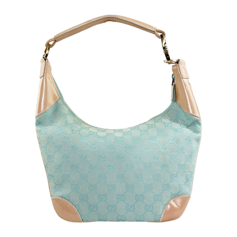 GUCCI GG Light Blue Canvas Hobo Shoulder Bag LHQ2423