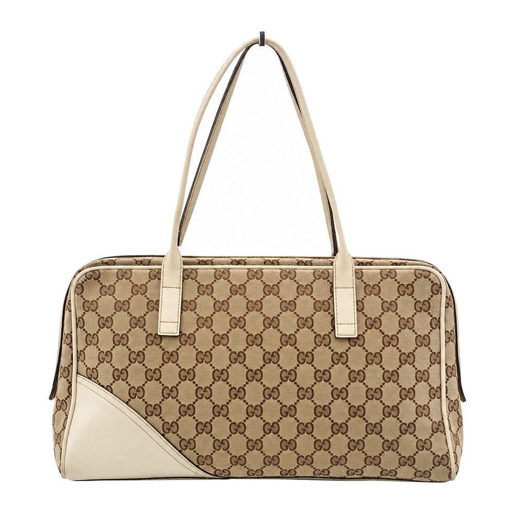 GUCCI GG New Britt Brown Canvas Boston Shoulder Bag LHQ2427