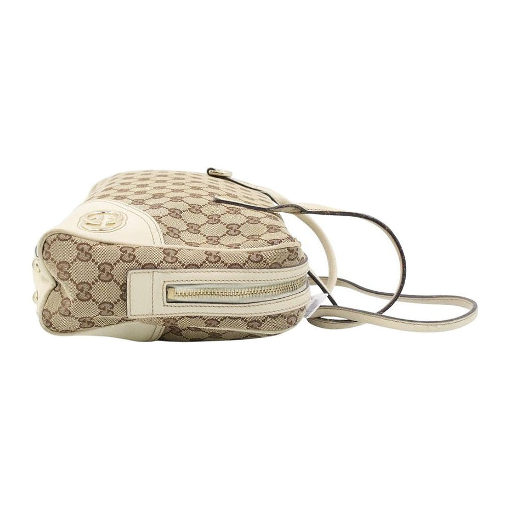 GUCCI GG New Britt Brown Canvas Boston Shoulder Bag LHQ2427