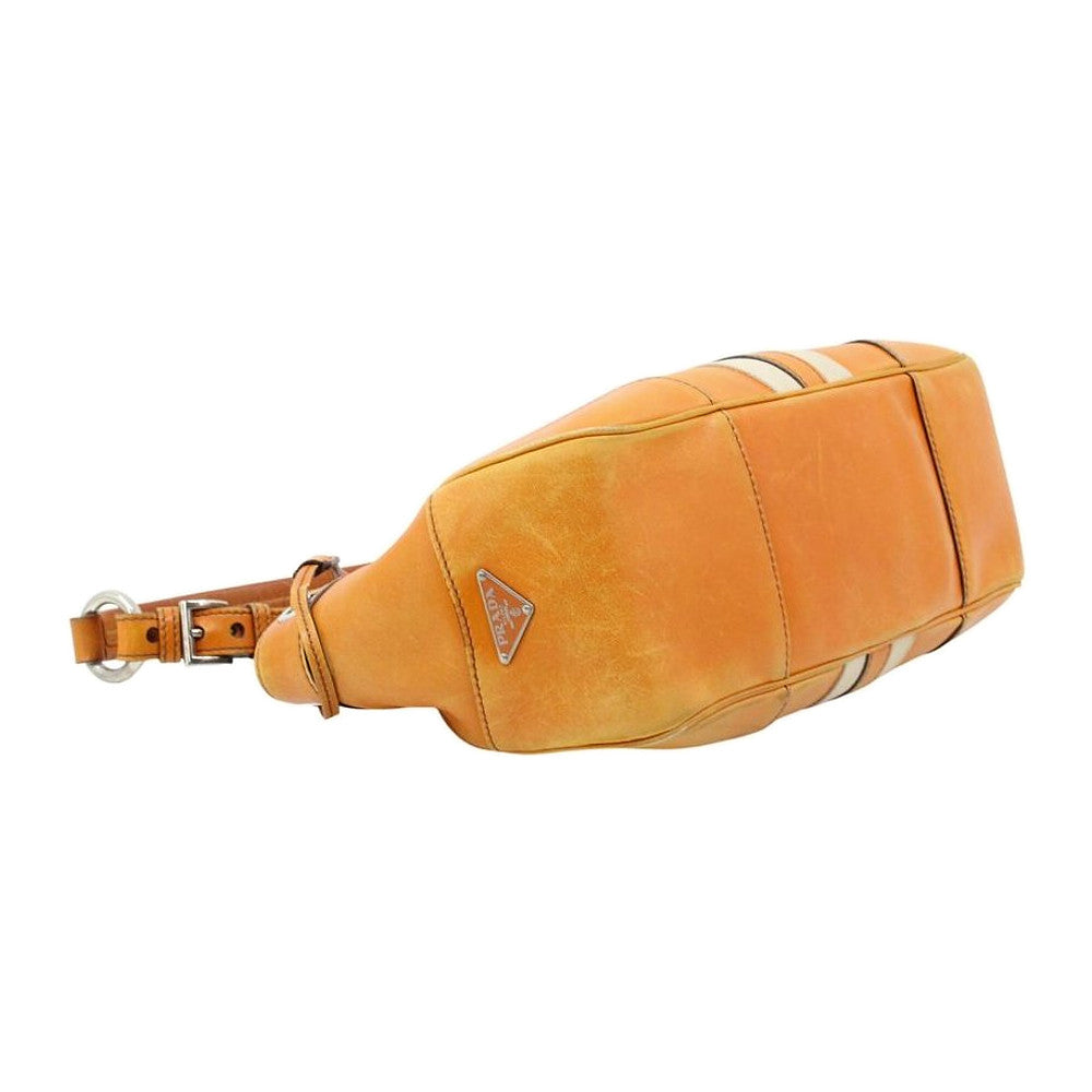 PRADA Paglia Orange Leather Shoulder Bag LHQ2432