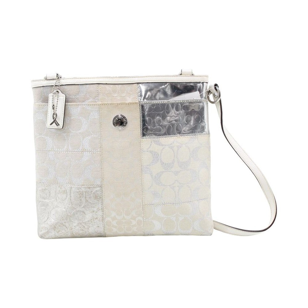 COACH White/Silver Patchwork Crossbody Shoulder Bag LHQ2317