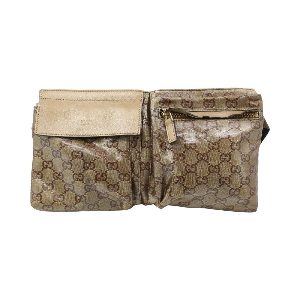 GUCCI GG Brown Crystal Canvas Crossbody Waist Bag LHQ2319