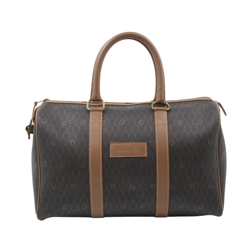 CHRISTIAN DIOR Brown Honeycomb Boston Bag LHQ2362