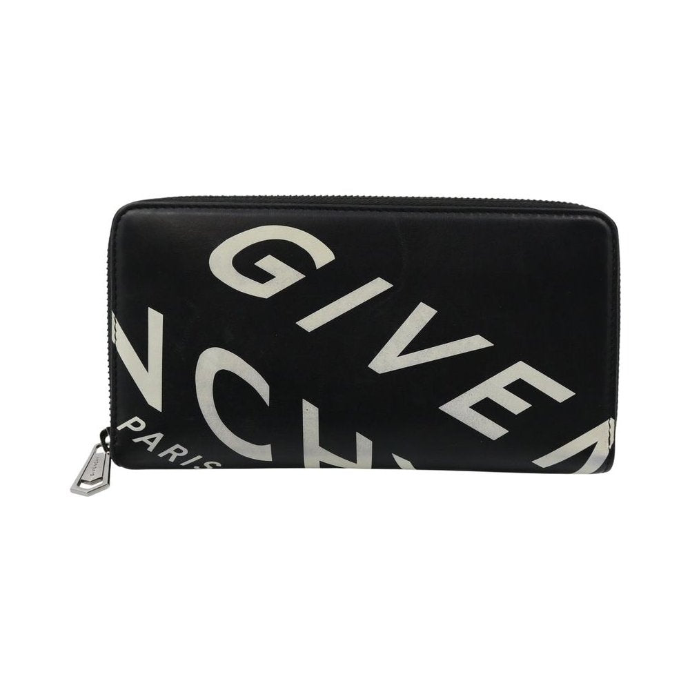 GIVENCHY Refracted Logo Black Leather Zip-Around Wallet LHQ2270