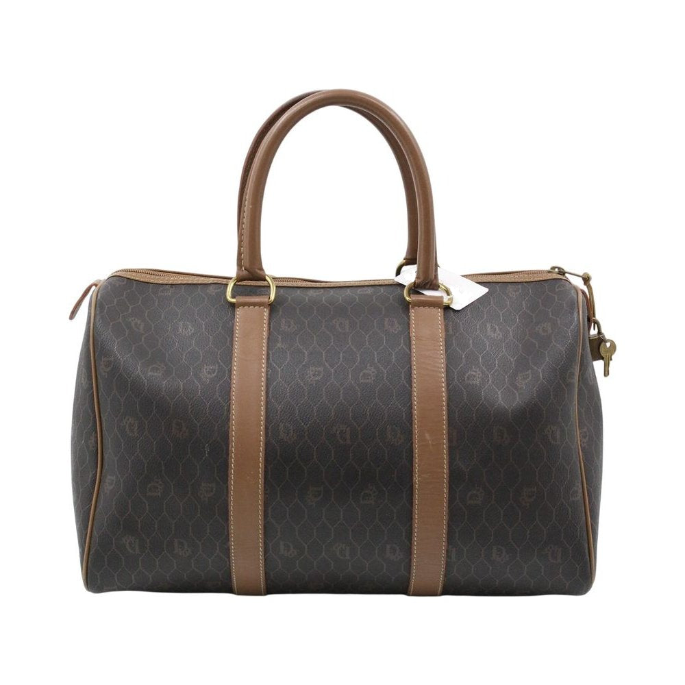 CHRISTIAN DIOR Brown Honeycomb Boston Bag LHQ2362