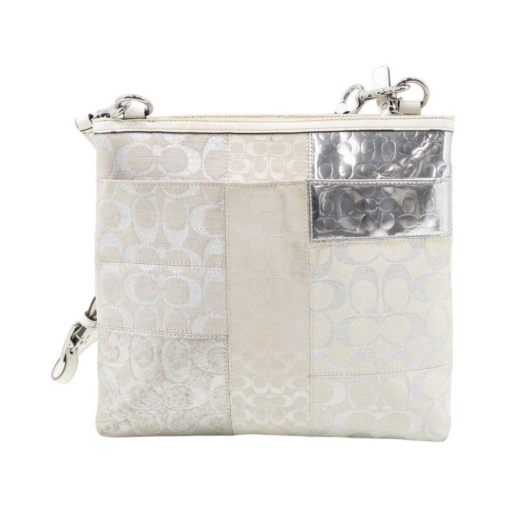COACH White/Silver Patchwork Crossbody Shoulder Bag LHQ2317