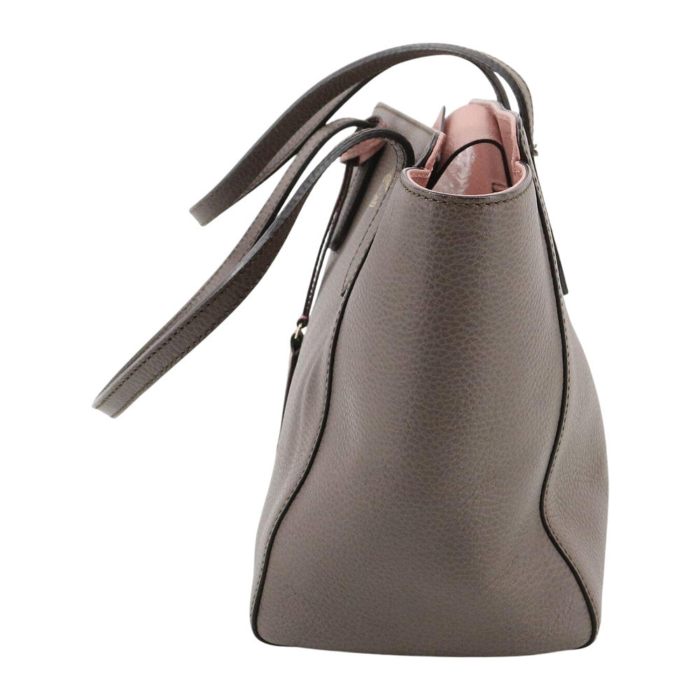 GUCCI Swing Leather Tote Bag Taupe LHQ2515